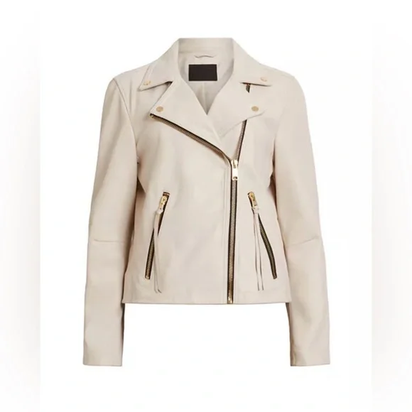 All Saints Dalby Leather Biker Jacket - Picture 2 of 14